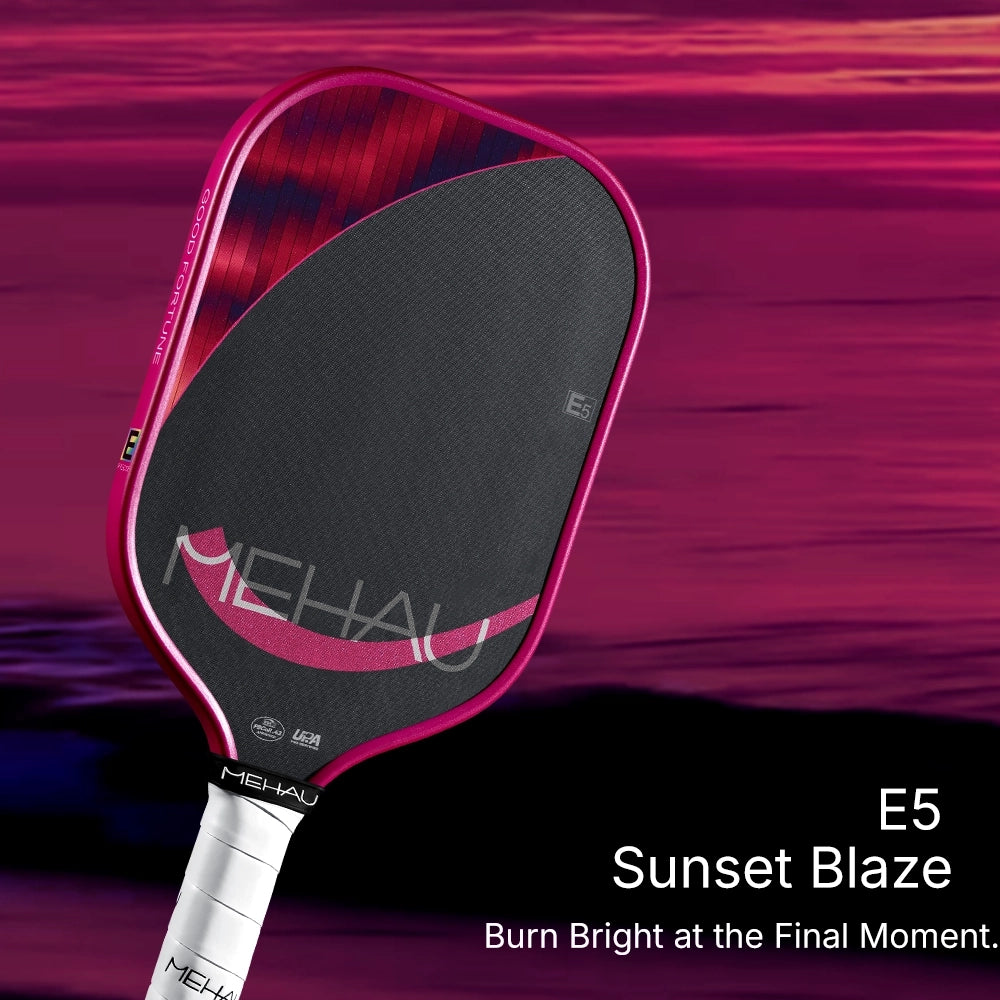MEHAU E5 Precise Series Pickleball Paddle Sunset Blaze with sunset background